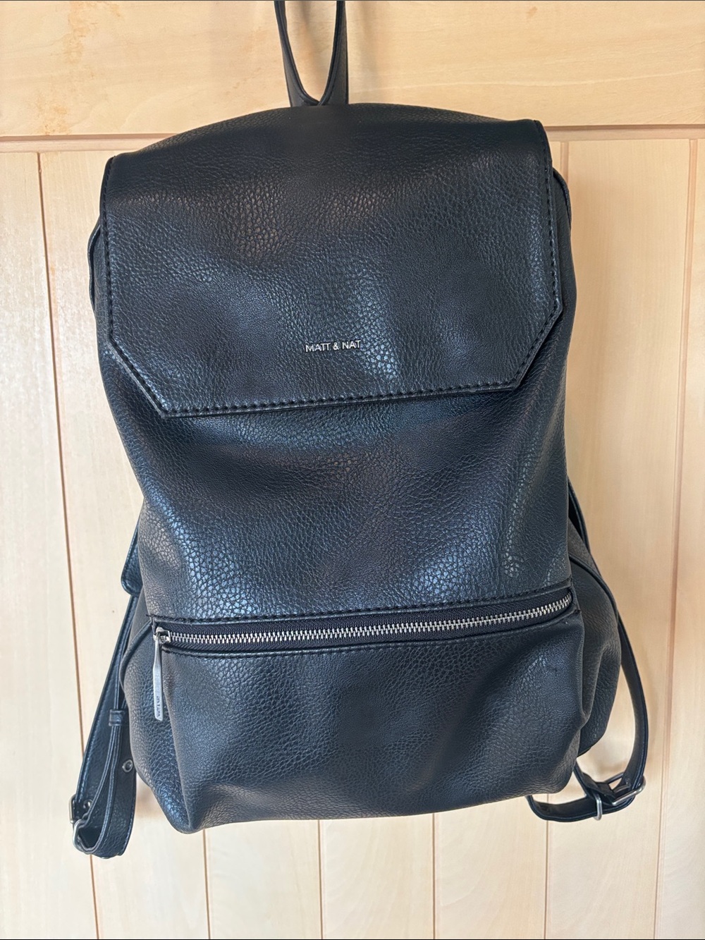 Matt & Nat Black Textured Vegan Leather Backpack